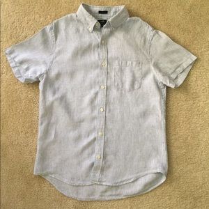 J Crew Short Sleeve Linen Shirt Stripe - Medium